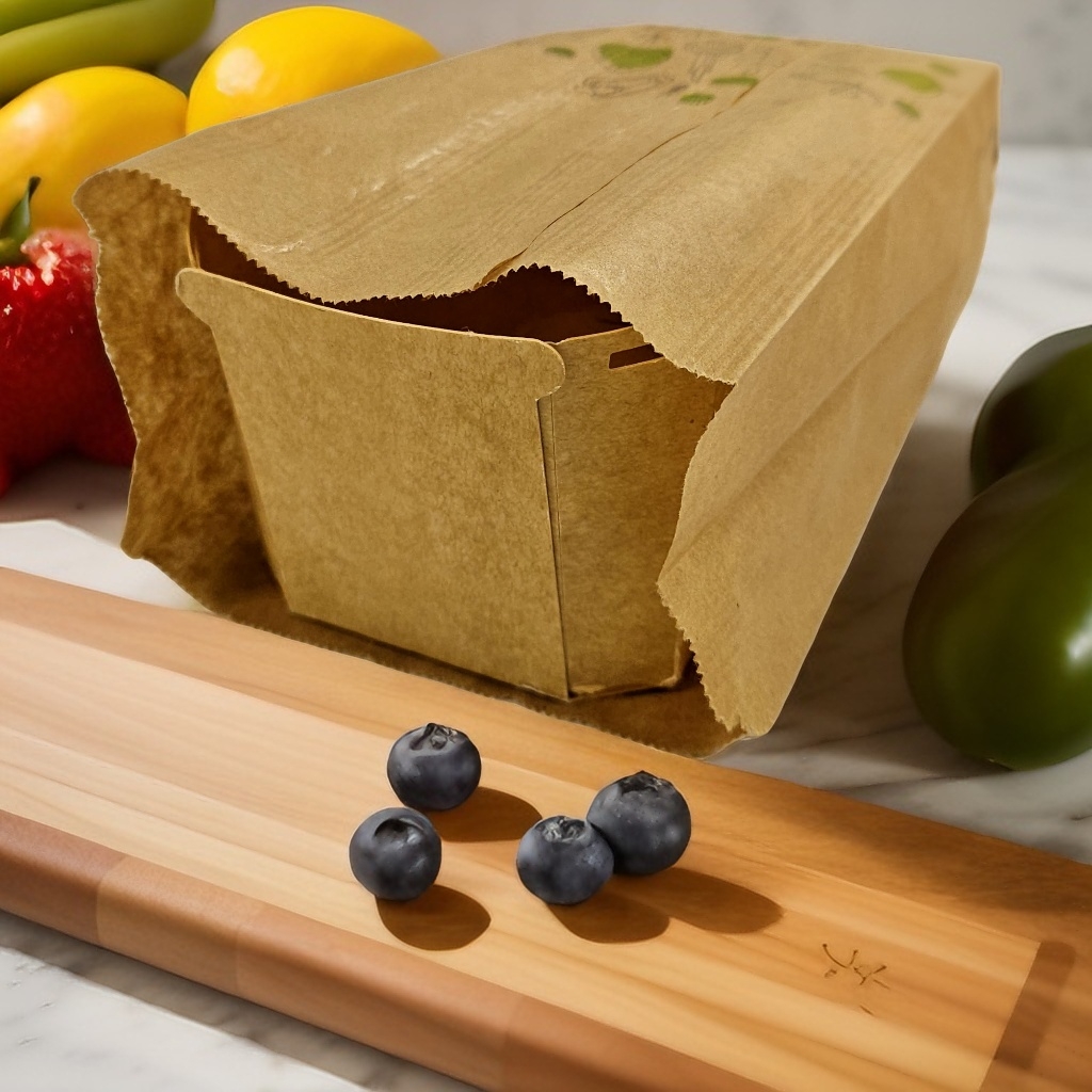 Sachet kraft alimentaire recyclable avec fond plat